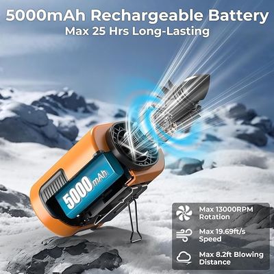 Socool Fan 4000mAh Clip Waist Fan Orange Black Многофункциональный портативный вентилятор с корпусом ABS Силиконовая куртка Мангановая стальная крючок Мангановая стальная скоба
